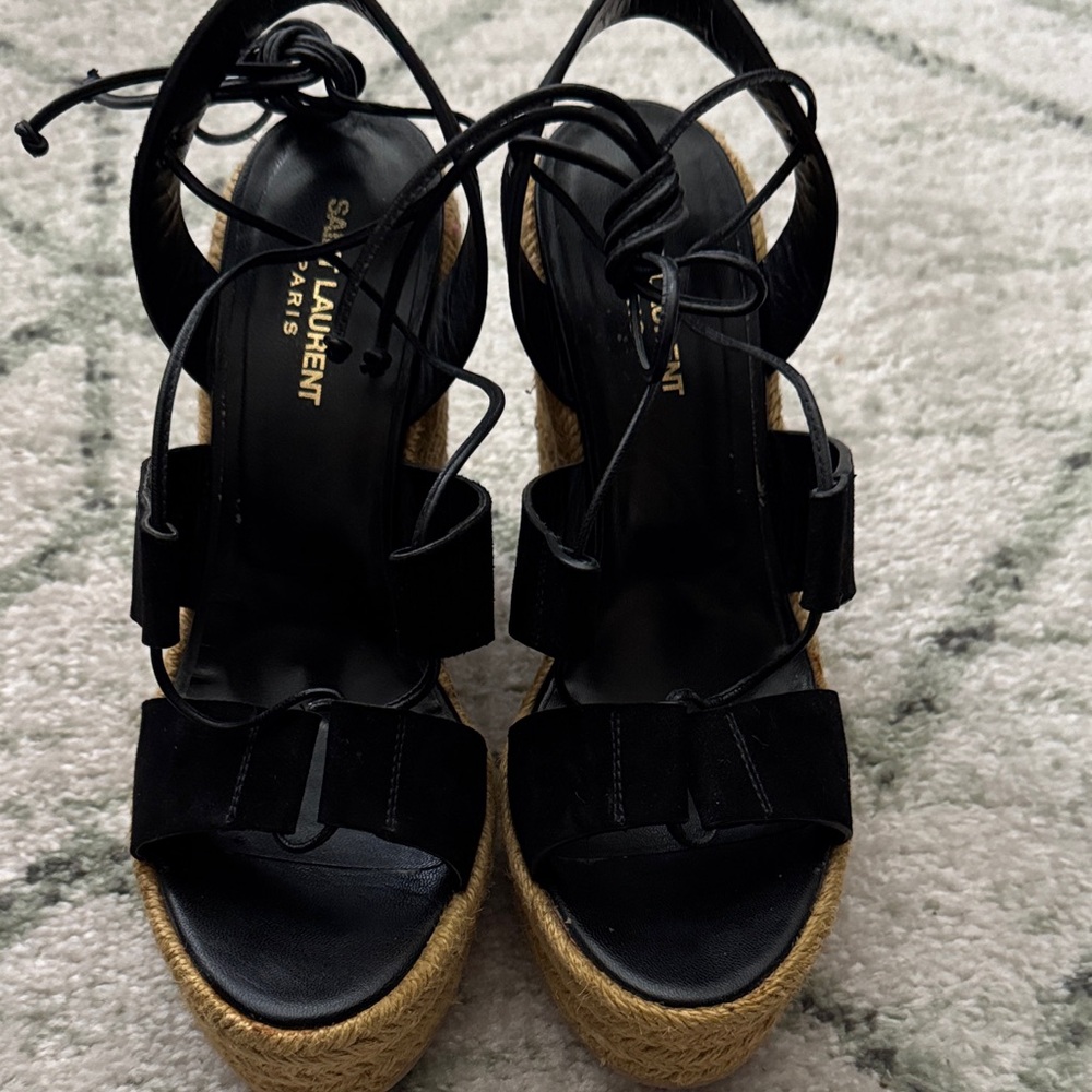Saint Laurent - Espadrille Platform Sandals in Black size  40EU / 9.5 US